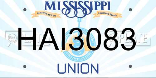 HAI3083 Mississippi License Plate