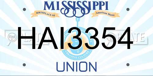 HAI3354 Mississippi License Plate