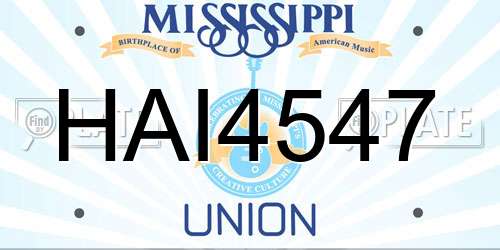 HAI4547 Mississippi License Plate