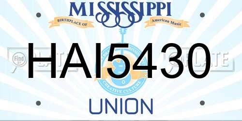 HAI5430 Mississippi License Plate