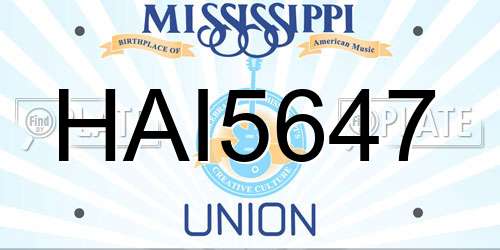 HAI5647 Mississippi License Plate