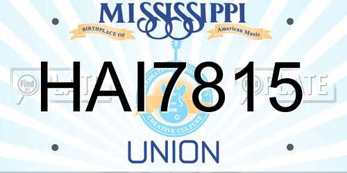 HAI7815 Mississippi License Plate