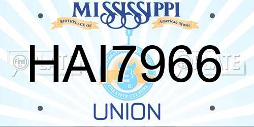 HAI7966 Mississippi License Plate
