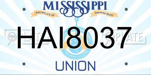HAI8037 Mississippi License Plate