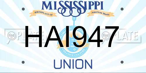 HAI947 Mississippi License Plate