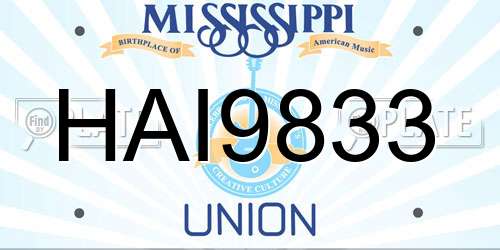 HAI9833 Mississippi License Plate