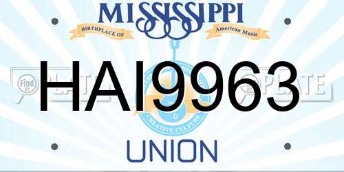 HAI9963 Mississippi License Plate