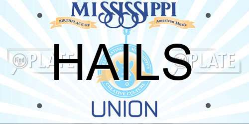 HAILS Mississippi License Plate
