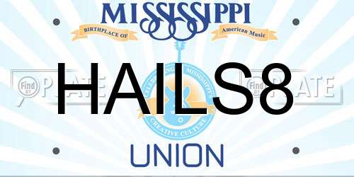 HAILS8 Mississippi License Plate
