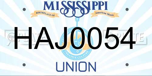 HAJ0054 Mississippi License Plate