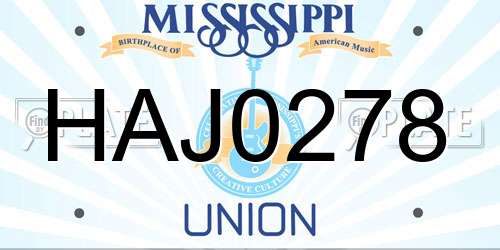 HAJ0278 Mississippi License Plate