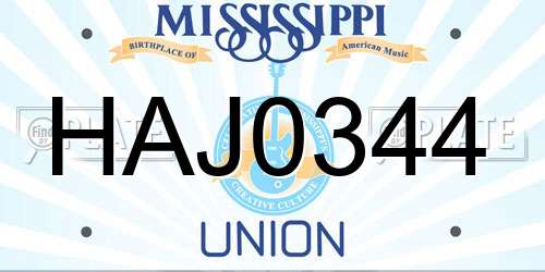 HAJ0344 Mississippi License Plate
