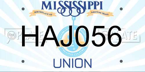 HAJ056 Mississippi License Plate