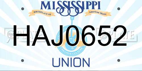 HAJ0652 Mississippi License Plate