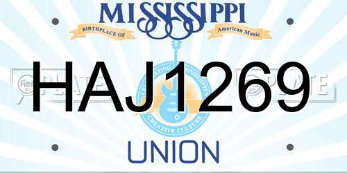 HAJ1269 Mississippi License Plate