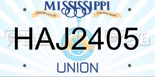 HAJ2405 Mississippi License Plate