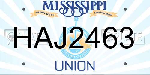 HAJ2463 Mississippi License Plate