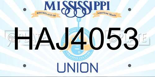 HAJ4053 Mississippi License Plate
