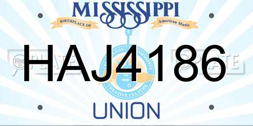 HAJ4186 Mississippi License Plate