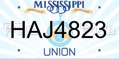 HAJ4823 Mississippi License Plate