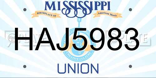 HAJ5983 Mississippi License Plate