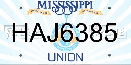 HAJ6385 Mississippi License Plate