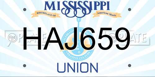 HAJ659 Mississippi License Plate
