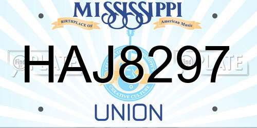 HAJ8297 Mississippi License Plate