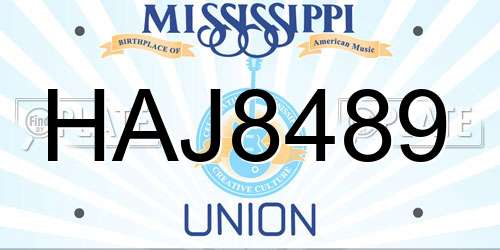 HAJ8489 Mississippi License Plate