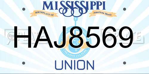 HAJ8569 Mississippi License Plate