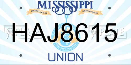 HAJ8615 Mississippi License Plate