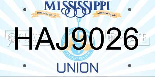 HAJ9026 Mississippi License Plate