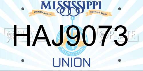 HAJ9073 Mississippi License Plate