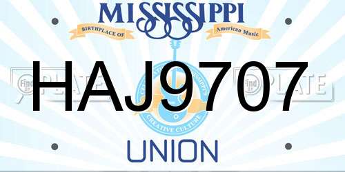 HAJ9707 Mississippi License Plate