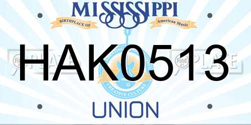 HAK0513 Mississippi License Plate