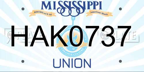 HAK0737 Mississippi License Plate