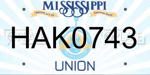 HAK0743 Mississippi License Plate
