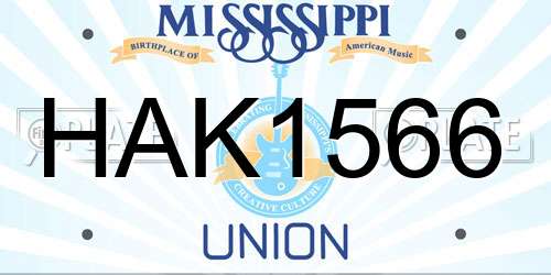 HAK1566 Mississippi License Plate
