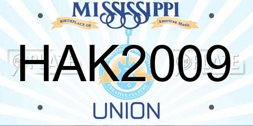 HAK2009 Mississippi License Plate