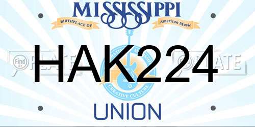 HAK224 Mississippi License Plate