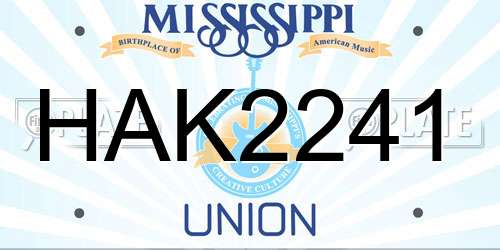 HAK2241 Mississippi License Plate