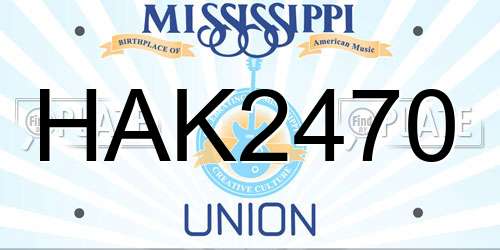HAK2470 Mississippi License Plate