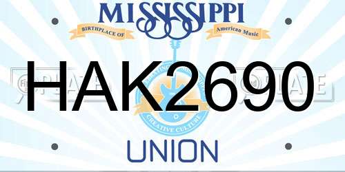 HAK2690 Mississippi License Plate
