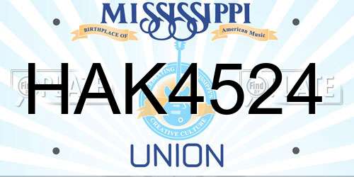 HAK4524 Mississippi License Plate