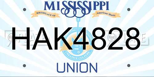 HAK4828 Mississippi License Plate