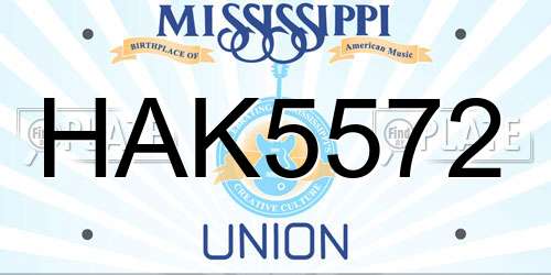 HAK5572 Mississippi License Plate