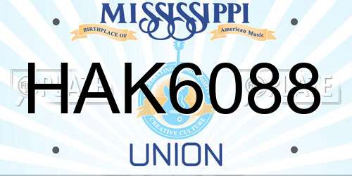 HAK6088 Mississippi License Plate