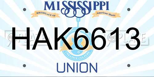 HAK6613 Mississippi License Plate