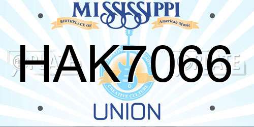 HAK7066 Mississippi License Plate