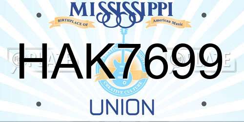 HAK7699 Mississippi License Plate
